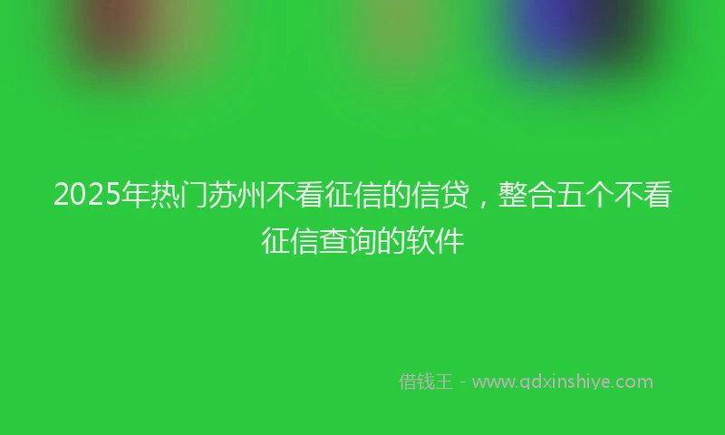 2025年热门苏州不看征信的信贷，整合五个不看征信查询的软件