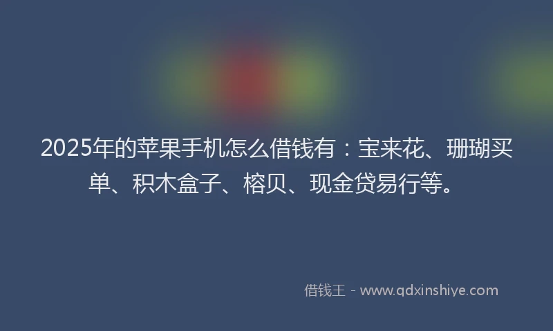 2025年的苹果手机怎么借钱有：宝来花、珊瑚买单、积木盒子、榕贝、现金贷易行等。