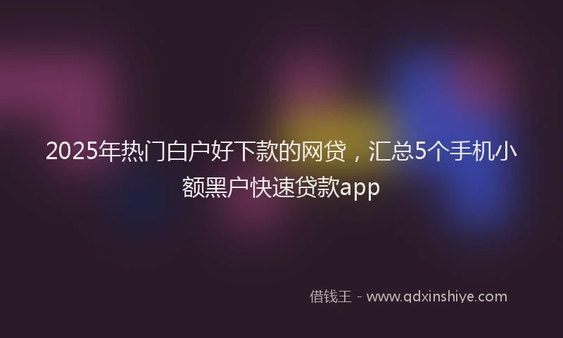 2025年热门白户好下款的网贷，汇总5个手机小额黑户快速贷款app