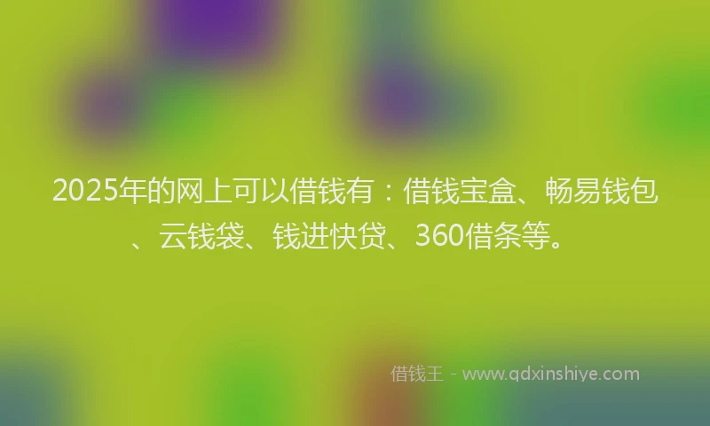 2025年的网上可以借钱有：借钱宝盒、畅易钱包、云钱袋、钱进快贷、360借条等。