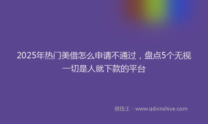 2025年热门美借怎么申请不通过，盘点5个无视一切是人就下款的平台