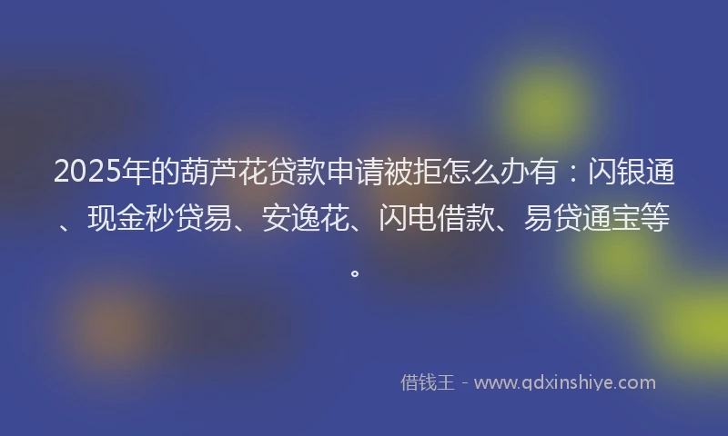 2025年的葫芦花贷款申请被拒怎么办有：闪银通、现金秒贷易、安逸花、闪电借款、易贷通宝等。