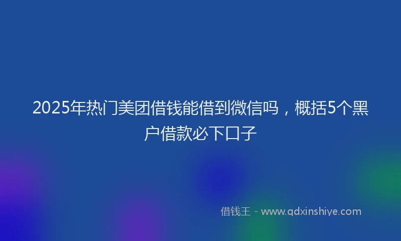 2025年热门美团借钱能借到微信吗，概括5个黑户借款必下口子