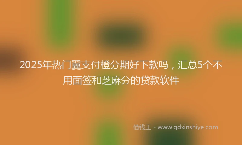 2025年热门翼支付橙分期好下款吗，汇总5个不用面签和芝麻分的贷款软件