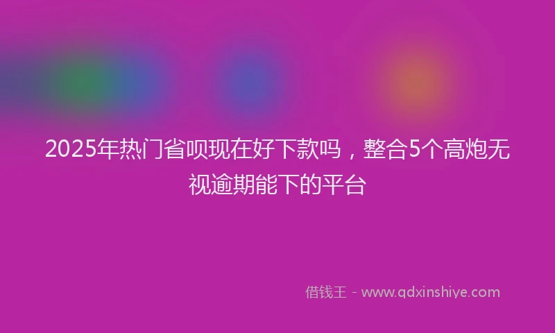 2025年热门省呗现在好下款吗，整合5个高炮无视逾期能下的平台