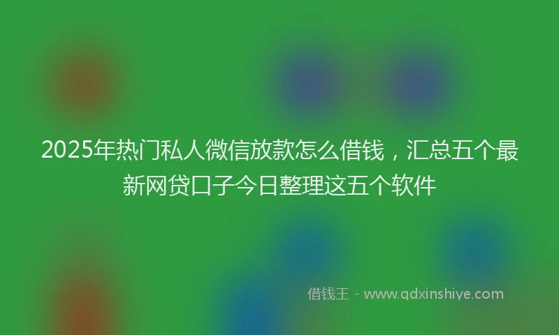 2025年热门私人微信放款怎么借钱，汇总五个最新网贷口子今日整理这五个软件