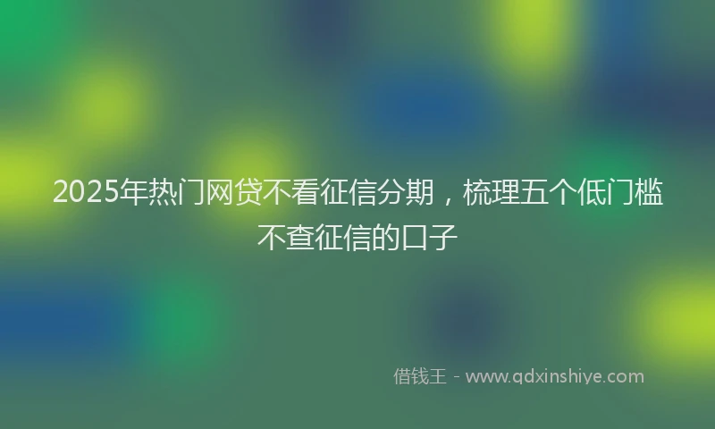 2025年热门网贷不看征信分期，梳理五个低门槛不查征信的口子