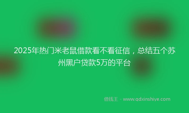 2025年热门米老鼠借款看不看征信，总结五个苏州黑户贷款5万的平台