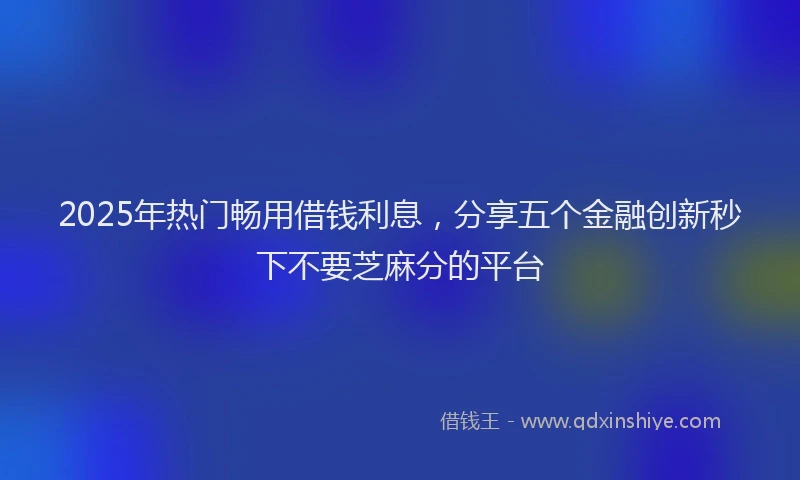 2025年热门畅用借钱利息，分享五个金融创新秒下不要芝麻分的平台