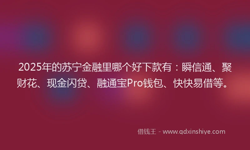 2025年的苏宁金融里哪个好下款有：瞬信通、聚财花、现金闪贷、融通宝Pro钱包、快快易借等。