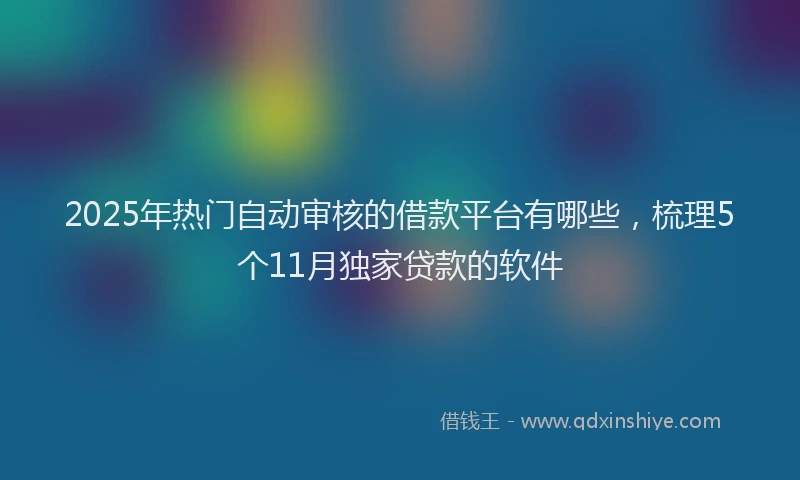 2025年热门自动审核的借款平台有哪些，梳理5个11月独家贷款的软件