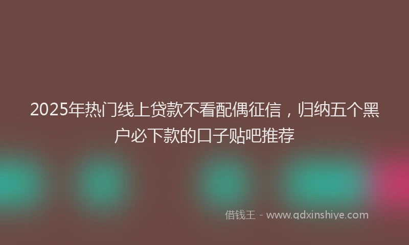 2025年热门线上贷款不看配偶征信，归纳五个黑户必下款的口子贴吧推荐