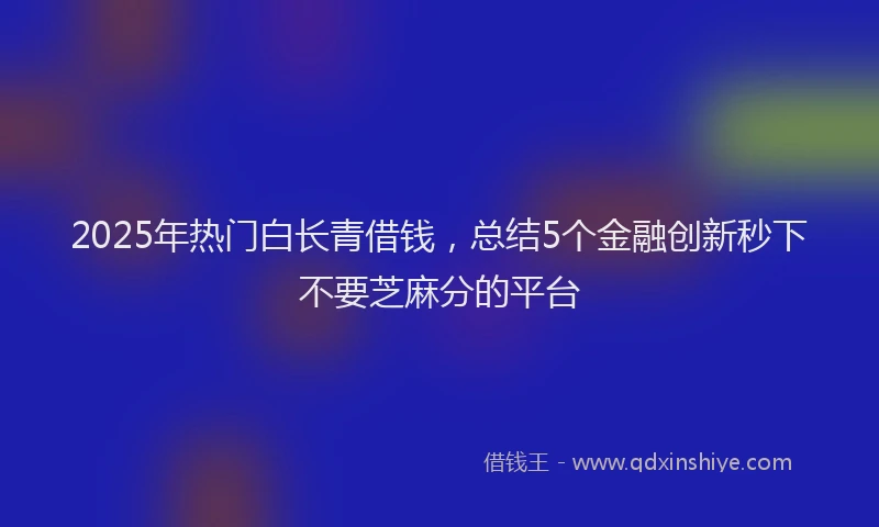 2025年热门白长青借钱，总结5个金融创新秒下不要芝麻分的平台