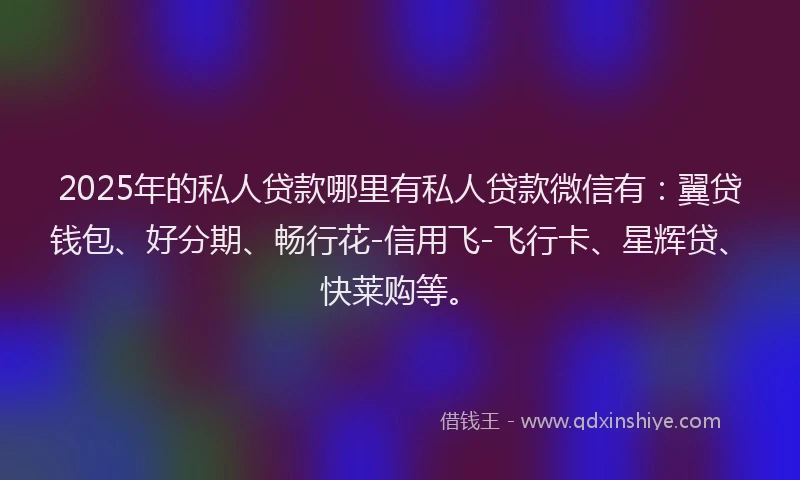 2025年的私人贷款哪里有私人贷款微信有：翼贷钱包、好分期、畅行花-信用飞-飞行卡、星辉贷、快莱购等。