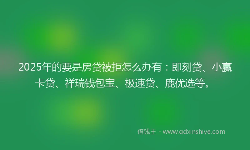 2025年的要是房贷被拒怎么办有：即刻贷、小赢卡贷、祥瑞钱包宝、极速贷、鹿优选等。