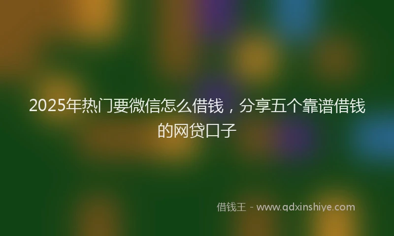 2025年热门要微信怎么借钱，分享五个靠谱借钱的网贷口子