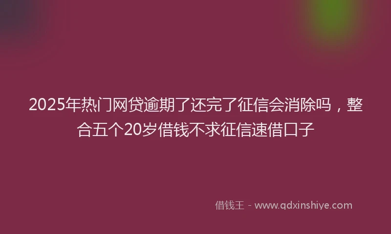 2025年热门网贷逾期了还完了征信会消除吗，整合五个20岁借钱不求征信速借口子