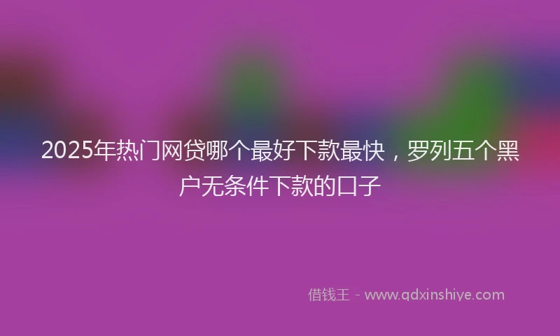 2025年热门网贷哪个最好下款最快，罗列五个黑户无条件下款的口子