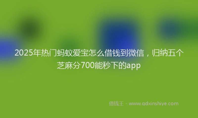 2025年热门蚂蚁爱宝怎么借钱到微信，归纳五个芝麻分700能秒下的app