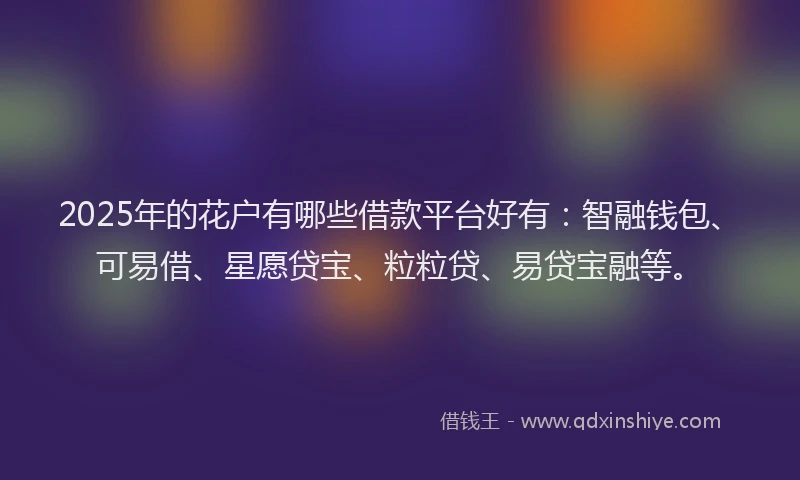 2025年的花户有哪些借款平台好有：智融钱包、可易借、星愿贷宝、粒粒贷、易贷宝融等。