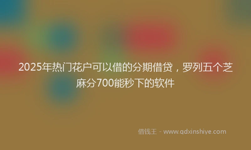 2025年热门花户可以借的分期借贷，罗列五个芝麻分700能秒下的软件