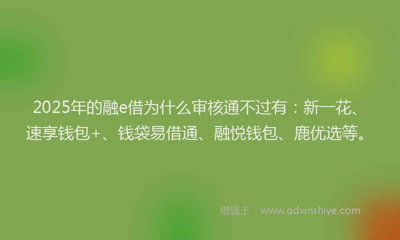 2025年的融e借为什么审核通不过有：新一花、速享钱包+、钱袋易借通、融悦钱包、鹿优选等。
