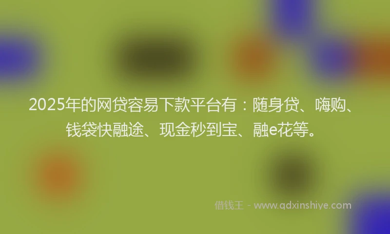 2025年的网贷容易下款平台有：随身贷、嗨购、钱袋快融途、现金秒到宝、融e花等。