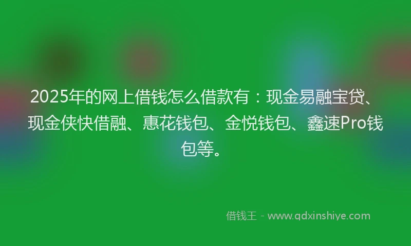 2025年的网上借钱怎么借款有：现金易融宝贷、现金侠快借融、惠花钱包、金悦钱包、鑫速Pro钱包等。