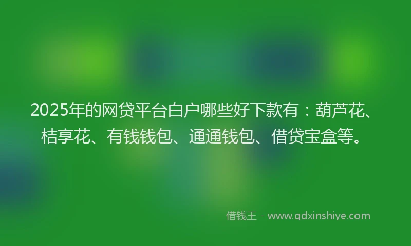 2025年的网贷平台白户哪些好下款有：葫芦花、桔享花、有钱钱包、通通钱包、借贷宝盒等。