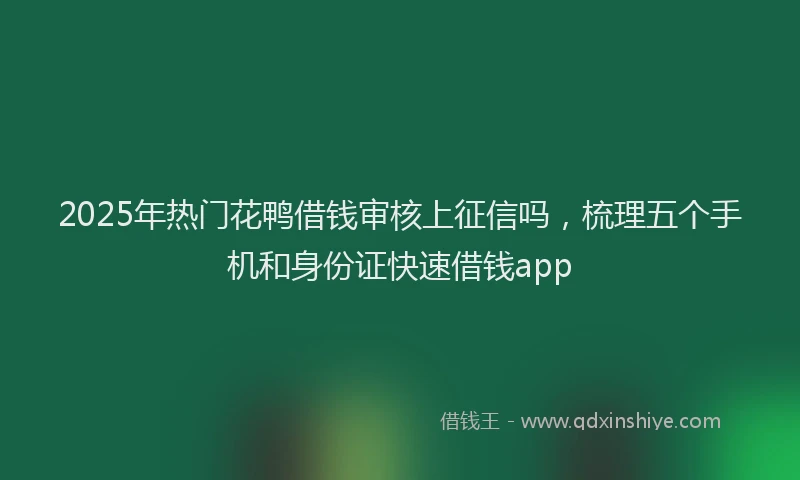 2025年热门花鸭借钱审核上征信吗，梳理五个手机和身份证快速借钱app