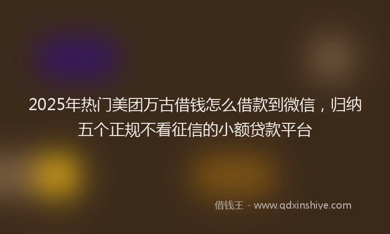 2025年热门美团万古借钱怎么借款到微信，归纳五个正规不看征信的小额贷款平台