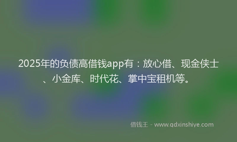 2025年的负债高借钱app有：放心借、现金侠士、小金库、时代花、掌中宝租机等。
