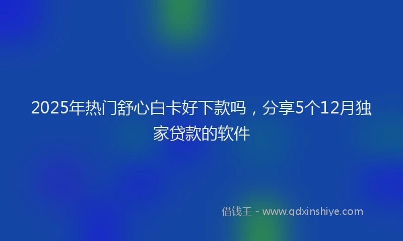 2025年热门舒心白卡好下款吗，分享5个12月独家贷款的软件