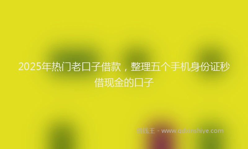2025年热门老口子借款，整理五个手机身份证秒借现金的口子