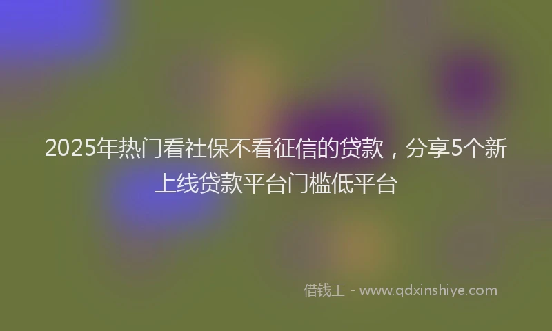 2025年热门看社保不看征信的贷款，分享5个新上线贷款平台门槛低平台