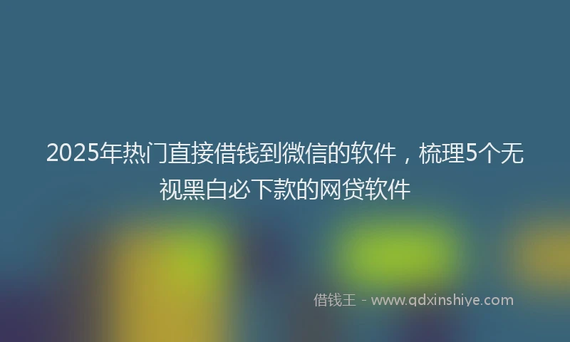2025年热门直接借钱到微信的软件，梳理5个无视黑白必下款的网贷软件