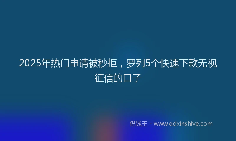 2025年热门申请被秒拒，罗列5个快速下款无视征信的口子
