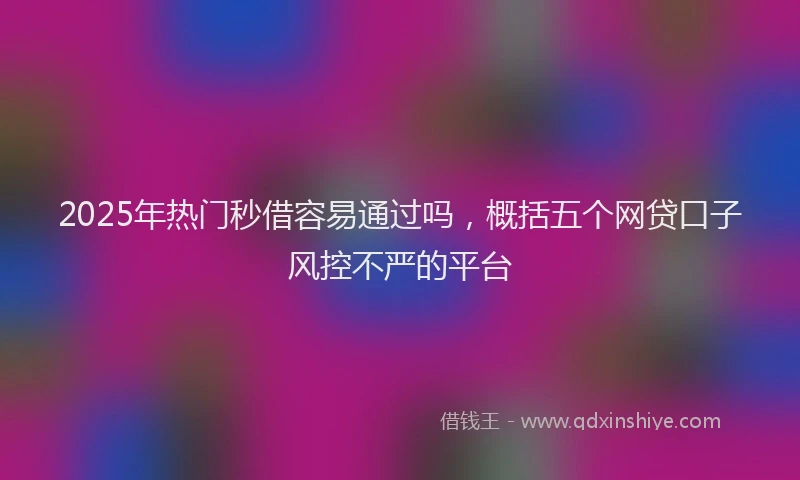 2025年热门秒借容易通过吗，概括五个网贷口子风控不严的平台