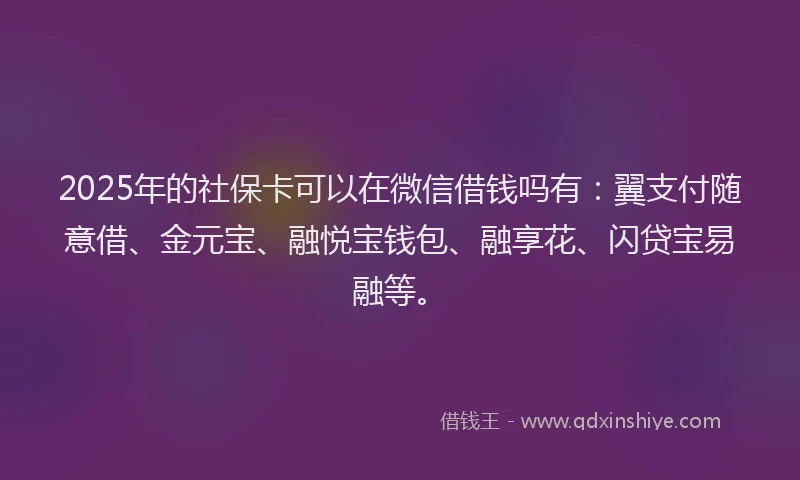 2025年的社保卡可以在微信借钱吗有：翼支付随意借、金元宝、融悦宝钱包、融享花、闪贷宝易融等。