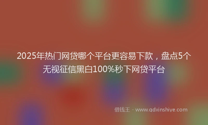 2025年热门网贷哪个平台更容易下款，盘点5个无视征信黑白100%秒下网贷平台