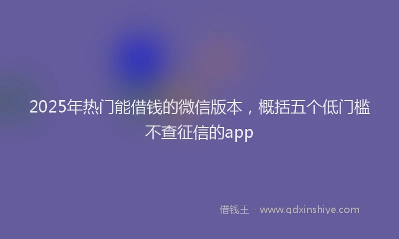 2025年热门能借钱的微信版本，概括五个低门槛不查征信的app