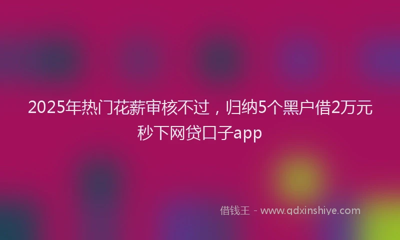 2025年热门花薪审核不过，归纳5个黑户借2万元秒下网贷口子app