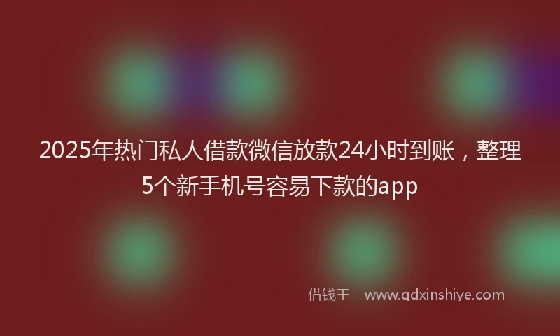 2025年热门私人借款微信放款24小时到账，整理5个新手机号容易下款的app