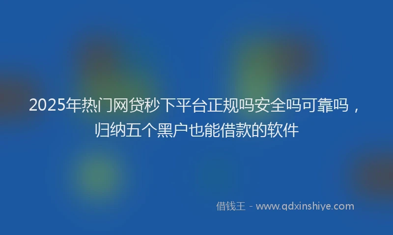 2025年热门网贷秒下平台正规吗安全吗可靠吗，归纳五个黑户也能借款的软件