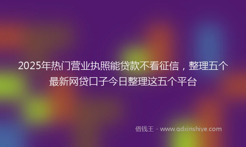 2025年热门营业执照能贷款不看征信，整理五个最新网贷口子今日整理这五个平台
