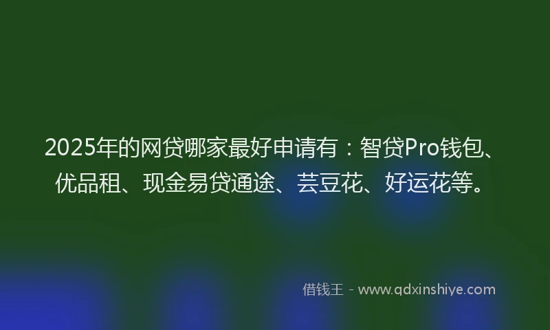 2025年的网贷哪家最好申请有：智贷Pro钱包、优品租、现金易贷通途、芸豆花、好运花等。
