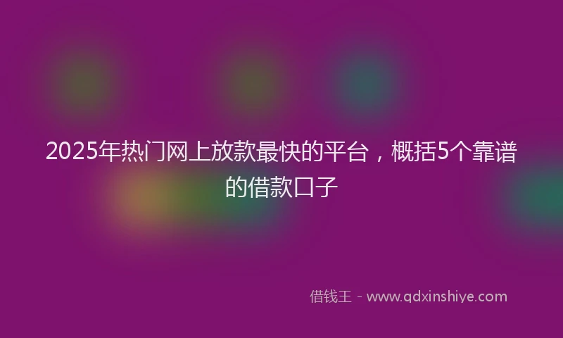 2025年热门网上放款最快的平台，概括5个靠谱的借款口子