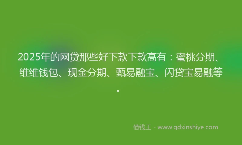 2025年的网贷那些好下款下款高有：蜜桃分期、维维钱包、现金分期、甄易融宝、闪贷宝易融等。