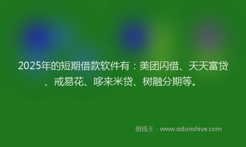 2025年的短期借款软件有：美团闪借、天天富贷、戒易花、哆来米贷、树融分期等。
