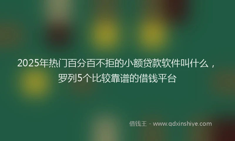 2025年热门百分百不拒的小额贷款软件叫什么，罗列5个比较靠谱的借钱平台
